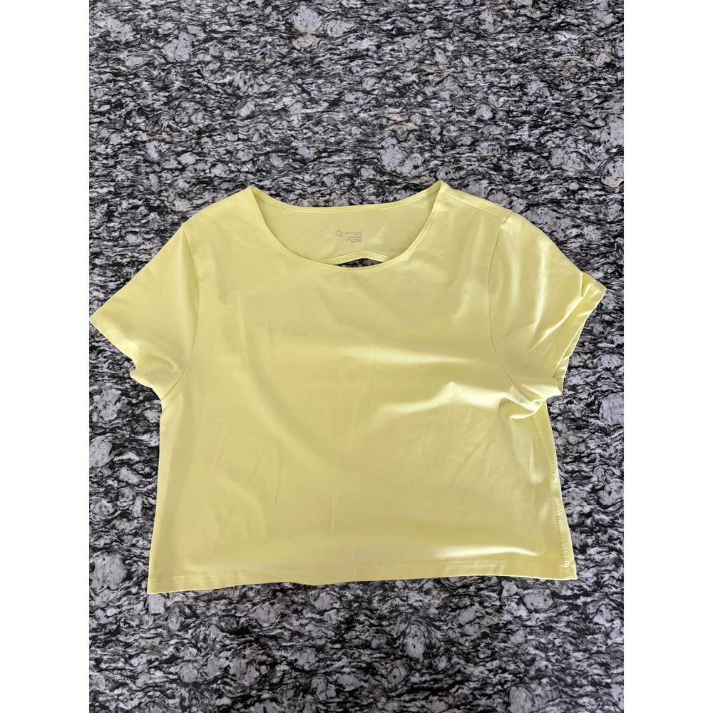 OFFLINE by Aerie Real Good Yellow Short Sleeve Keyhole Back Crop Top XXL
